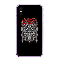 Чехол iPhone XS Max матовый Slayer: Hell Goat, цвет: 3D-сиреневый