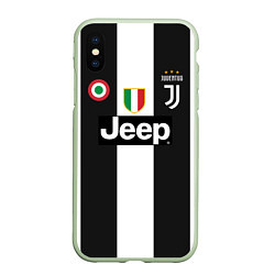 Чехол iPhone XS Max матовый FC Juventus 18-19, цвет: 3D-салатовый