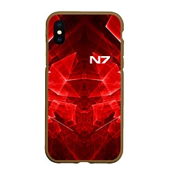 Чехол iPhone XS Max матовый Mass Effect: Red Armor N7, цвет: 3D-коричневый