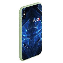 Чехол iPhone XS Max матовый Mass Effect: Blue Armor N7, цвет: 3D-салатовый — фото 2