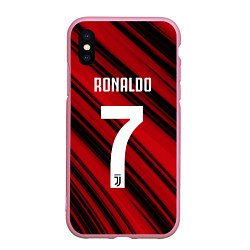 Чехол iPhone XS Max матовый Ronaldo 7: Red Sport, цвет: 3D-розовый