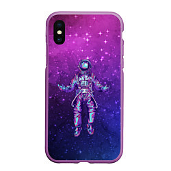 Чехол iPhone XS Max матовый Неоновый космос, цвет: 3D-фиолетовый