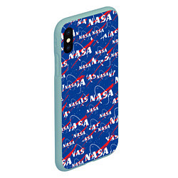 Чехол iPhone XS Max матовый NASA: Logo Pattern, цвет: 3D-мятный — фото 2