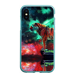 Чехол iPhone XS Max матовый Мистик тигр, цвет: 3D-мятный