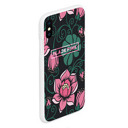 Чехол iPhone XS Max матовый Black Pink: Delicate Flowers, цвет: 3D-белый — фото 2