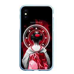 Чехол iPhone XS Max матовый Kimono Geisha, цвет: 3D-голубой