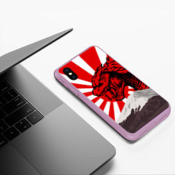 Чехол iPhone XS Max матовый Japanese Godzilla, цвет: 3D-сиреневый — фото 2