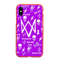 Чехол iPhone XS Max матовый Watch Dogs 2: Violet Pattern, цвет: 3D-красный