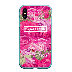 Чехол iPhone XS Max матовый Black Pink: Abstract Flowers, цвет: 3D-мятный