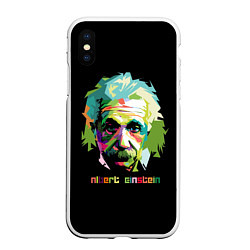 Чехол iPhone XS Max матовый Albert Einstein, цвет: 3D-белый