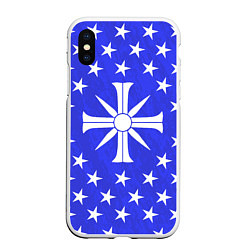 Чехол iPhone XS Max матовый Far Cry 5: Blue Cult Symbol, цвет: 3D-белый