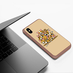 Чехол iPhone XS Max матовый Игривые корги, цвет: 3D-коричневый — фото 2