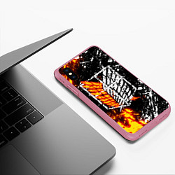 Чехол iPhone XS Max матовый АТАКА ТИТАНОВ, цвет: 3D-малиновый — фото 2