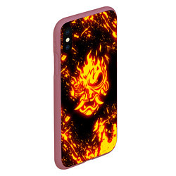 Чехол iPhone XS Max матовый Cyberpunk 2077: FIRE SAMURAI, цвет: 3D-малиновый — фото 2