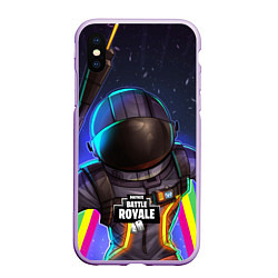 Чехол iPhone XS Max матовый Fortnite: Space Rainbow, цвет: 3D-сиреневый