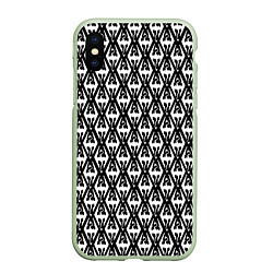 Чехол iPhone XS Max матовый TES: White Pattern, цвет: 3D-салатовый