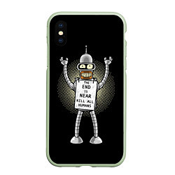 Чехол iPhone XS Max матовый Kill All Humans, цвет: 3D-салатовый