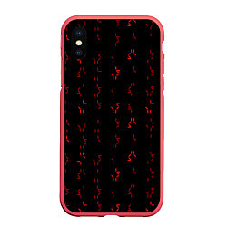 Чехол iPhone XS Max матовый Алфавит хищника, цвет: 3D-красный