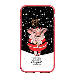 Чехол iPhone XS Max матовый Merry Christmas 2019, цвет: 3D-красный