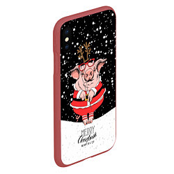 Чехол iPhone XS Max матовый Merry Christmas 2019, цвет: 3D-красный — фото 2