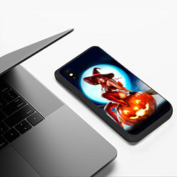 Чехол iPhone XS Max матовый Ведьма на тыкве, цвет: 3D-черный — фото 2
