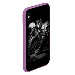 Чехол iPhone XS Max матовый Бульдог-байкер, цвет: 3D-фиолетовый — фото 2