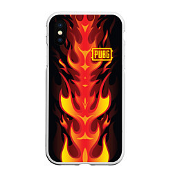 Чехол iPhone XS Max матовый PUBG: Hell Flame, цвет: 3D-белый