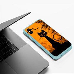 Чехол iPhone XS Max матовый Halloween Cat, цвет: 3D-мятный — фото 2