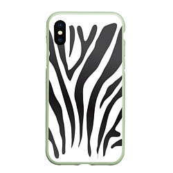 Чехол iPhone XS Max матовый Африканская зебра, цвет: 3D-салатовый
