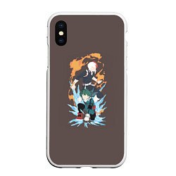 Чехол iPhone XS Max матовый Deku & Shouto, цвет: 3D-белый