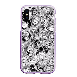 Чехол iPhone XS Max матовый Manga Ahegao, цвет: 3D-сиреневый