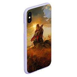 Чехол iPhone XS Max матовый Русский воин, цвет: 3D-светло-сиреневый — фото 2