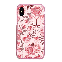 Чехол iPhone XS Max матовый BTS: Pink Roses, цвет: 3D-розовый