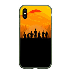 Чехол iPhone XS Max матовый Red Dead Redemption: Orange Sun, цвет: 3D-темно-зеленый