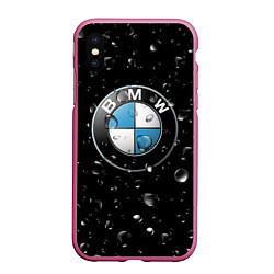 Чехол iPhone XS Max матовый BMW под Дождём, цвет: 3D-малиновый