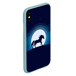 Чехол iPhone XS Max матовый Лошадь под луной, цвет: 3D-мятный — фото 2
