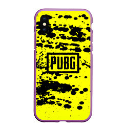 Чехол iPhone XS Max матовый PUBG: Yellow Stained, цвет: 3D-фиолетовый