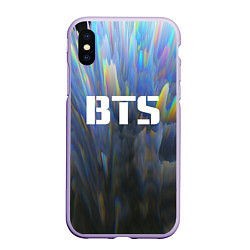 Чехол iPhone XS Max матовый BTS: Neon Spectre, цвет: 3D-светло-сиреневый