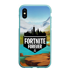 Чехол iPhone XS Max матовый Fortnite Forever, цвет: 3D-мятный