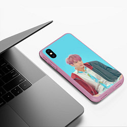 Чехол iPhone XS Max матовый BTS Jungkook, цвет: 3D-розовый — фото 2