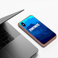 Чехол iPhone XS Max матовый Fortnite: Blue Forest, цвет: 3D-коричневый — фото 2