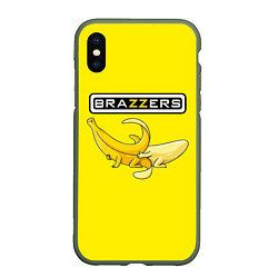 Чехол iPhone XS Max матовый Brazzers: Yellow Banana, цвет: 3D-темно-зеленый