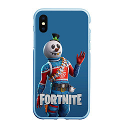 Чехол iPhone XS Max матовый FORTNITE, цвет: 3D-голубой