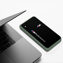 Чехол iPhone XS Max матовый BMW M PERFORMANCE CARBON КАРБОН, цвет: 3D-темно-зеленый — фото 2