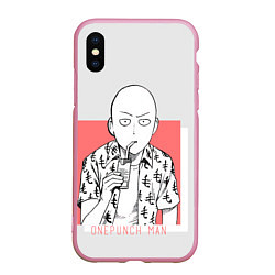 Чехол iPhone XS Max матовый Saitama: One-Punch Man