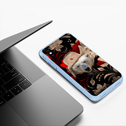 Чехол iPhone XS Max матовый Медведь в ушанке, цвет: 3D-голубой — фото 2