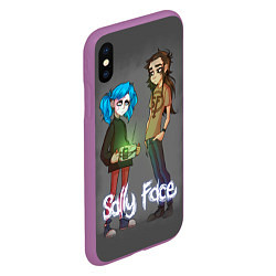 Чехол iPhone XS Max матовый Sally Face: Friends, цвет: 3D-фиолетовый — фото 2