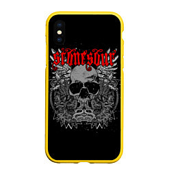 Чехол iPhone XS Max матовый Stone Sour: Dark Skull, цвет: 3D-желтый