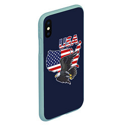 Чехол iPhone XS Max матовый USA - flag and eagle, цвет: 3D-мятный — фото 2