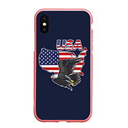 Чехол iPhone XS Max матовый USA - flag and eagle